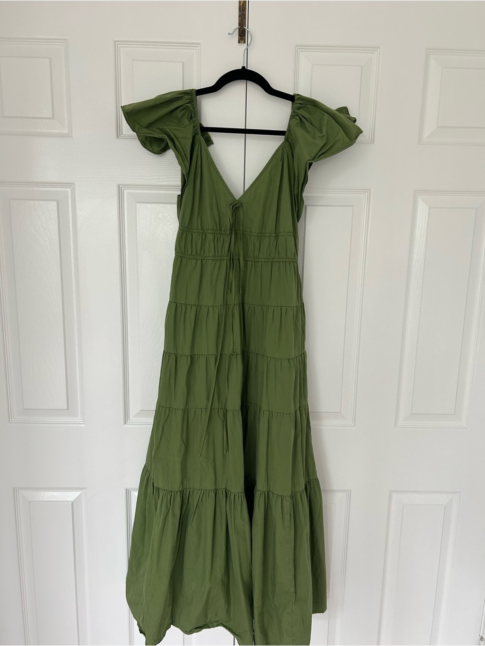 Moon River Olive Green Tiered Maxi Dress